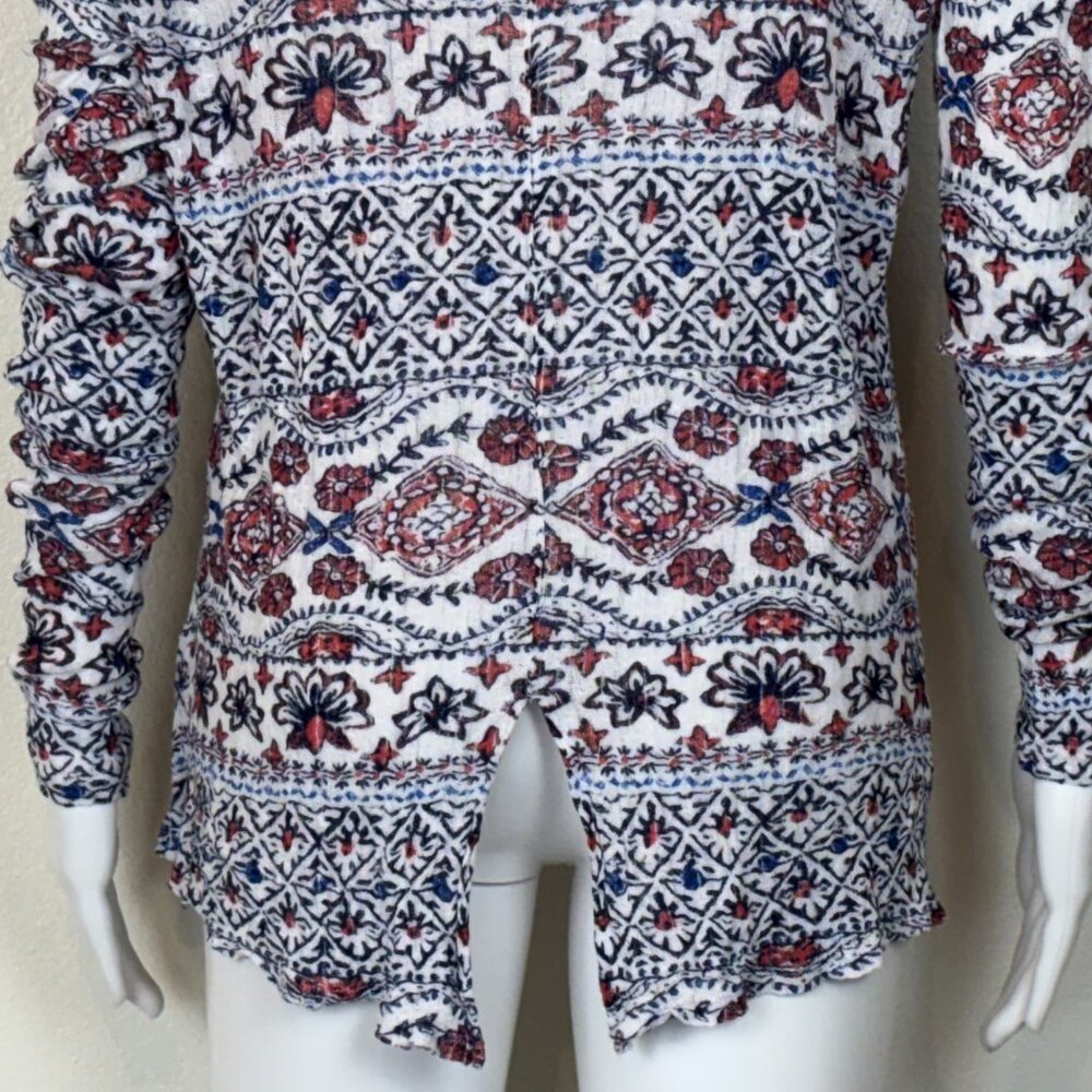 Lucky Brand Women's L Knit Top Floral Print High-Low Turtleneck‎ Split Back Boho - Picture 9 of 16
